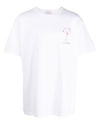 T-shirt girocollo stampata bianca di Alexander McQueen