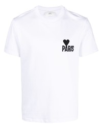 T-shirt girocollo stampata bianca di Ami Paris
