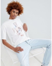 T-shirt girocollo stampata bianca di ANTIMATTER