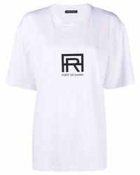 T-shirt girocollo stampata bianca di Antonella Rizza