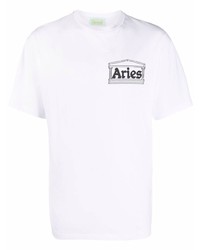 T-shirt girocollo stampata bianca di Aries