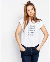 T-shirt girocollo stampata bianca di Asos