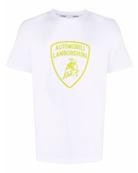 T-shirt girocollo stampata bianca di Automobili Lamborghini