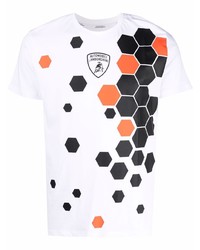 T-shirt girocollo stampata bianca di Automobili Lamborghini