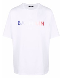 T-shirt girocollo stampata bianca di Balmain