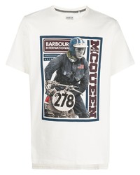 T-shirt girocollo stampata bianca di Barbour International