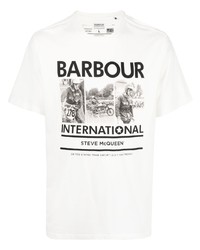 T-shirt girocollo stampata bianca di Barbour International