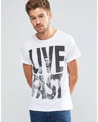 T-shirt girocollo stampata bianca di Blend of America