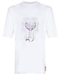 T-shirt girocollo stampata bianca di Boramy Viguier