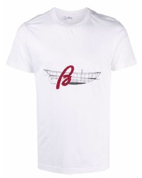 T-shirt girocollo stampata bianca di Brioni