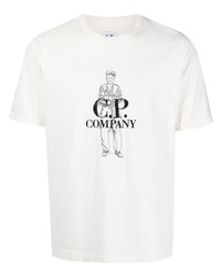 T-shirt girocollo stampata bianca di C.P. Company