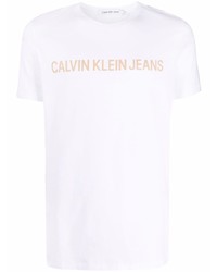 T-shirt girocollo stampata bianca di Calvin Klein Jeans