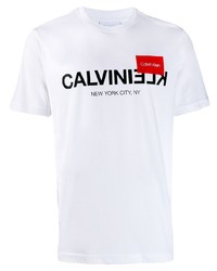 T-shirt girocollo stampata bianca di Calvin Klein