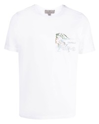 T-shirt girocollo stampata bianca di Canali