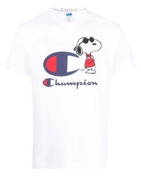 T-shirt girocollo stampata bianca di Champion