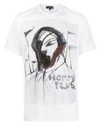 T-shirt girocollo stampata bianca di Comme Des Garcons Homme Plus