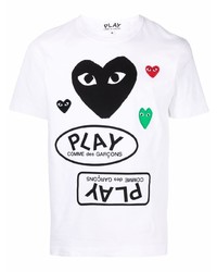 T-shirt girocollo stampata bianca di Comme Des Garcons Play