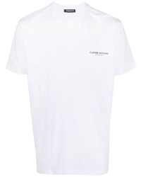 T-shirt girocollo stampata bianca di costume national contemporary