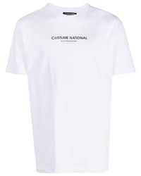 T-shirt girocollo stampata bianca di costume national contemporary