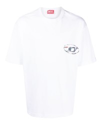 T-shirt girocollo stampata bianca di Diesel
