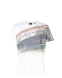 T-shirt girocollo stampata bianca di Diesel