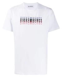 T-shirt girocollo stampata bianca di Dirk Bikkembergs