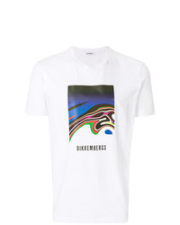T-shirt girocollo stampata bianca di Dirk Bikkembergs