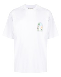 T-shirt girocollo stampata bianca di Drôle De Monsieur