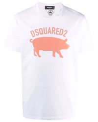 T-shirt girocollo stampata bianca di DSQUARED2
