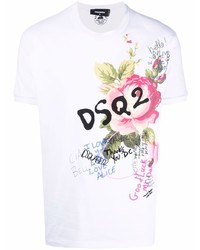 T-shirt girocollo stampata bianca di DSQUARED2