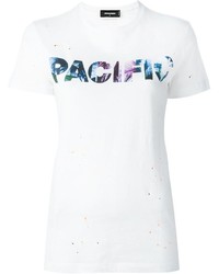 T-shirt girocollo stampata bianca di Dsquared2