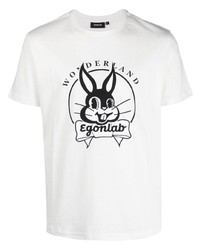 T-shirt girocollo stampata bianca di EGONlab