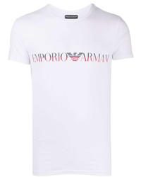 T-shirt girocollo stampata bianca di Emporio Armani