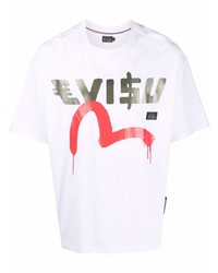 T-shirt girocollo stampata bianca di Evisu