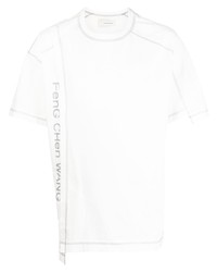 T-shirt girocollo stampata bianca di Feng Chen Wang