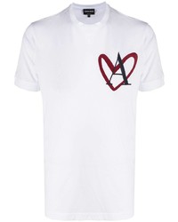 T-shirt girocollo stampata bianca di Giorgio Armani
