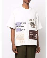 T-shirt girocollo stampata bianca di Jil Sander