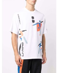 T-shirt girocollo stampata bianca di Li-Ning