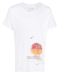 T-shirt girocollo stampata bianca di Greg Lauren