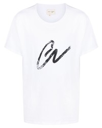 T-shirt girocollo stampata bianca di Greg Lauren