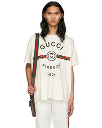 T-shirt girocollo stampata bianca di Gucci
