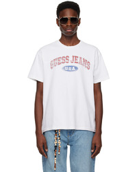 T-shirt girocollo stampata bianca di Guess Jeans U.S.A.