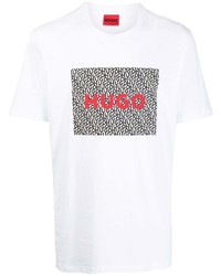 T-shirt girocollo stampata bianca di Hugo