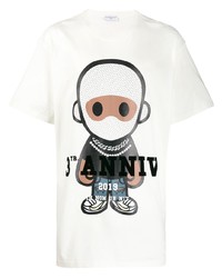 T-shirt girocollo stampata bianca di Ih Nom Uh Nit