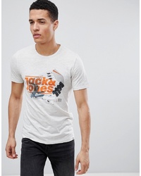 T-shirt girocollo stampata bianca di Jack & Jones