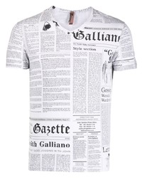 T-shirt girocollo stampata bianca di John Galliano Pre-Owned