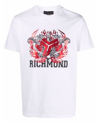 T-shirt girocollo stampata bianca di John Richmond