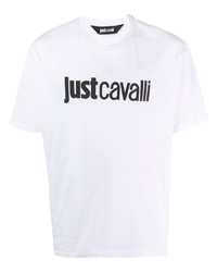 T-shirt girocollo stampata bianca di Just Cavalli