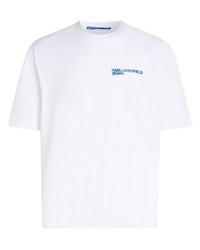 T-shirt girocollo stampata bianca di KARL LAGERFELD JEANS