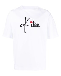 T-shirt girocollo stampata bianca di Kiton